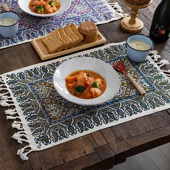 【日本Tomo】伊斯法罕織紗 花草藤蔓 純棉餐墊 ‧ 深邃黃