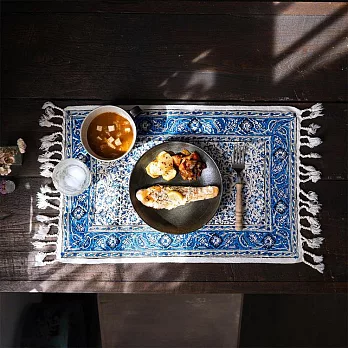 【日本Tomo】伊斯法罕織紗 佩斯里 純棉餐墊 ‧ 藍