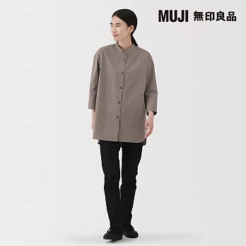 【MUJI 無印良品】女速乾平織布七分袖襯衫式長版衫 M 摩卡棕