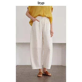 ltyp旅途原品 真絲可水洗乾絲立體分割奶奶褲 極簡八分休閒褲 M L  L 象牙白