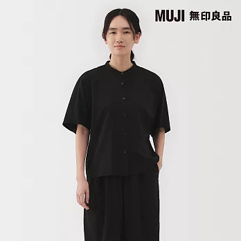 【MUJI 無印良品】女柔滑萊賽爾混五分袖套衫 S 黑色