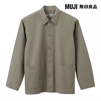 【MUJI 無印良品】男水洗平織布襯衫式外套 S 深綠
