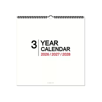 珠友 2026~2028年3年式吊掛式月曆/行事曆/長期規劃/掛曆/記事日曆/簡約無印(素面/大)