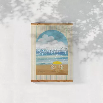 【 Hello Studio 你好工作室 】金光下的海｜插畫A4海報