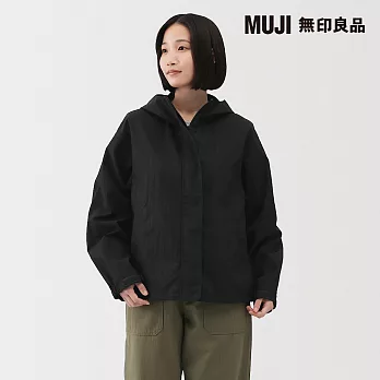 【MUJI 無印良品】女撥水加工可攜式連帽外套 M 暗藍