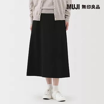 【MUJI 無印良品】女縱橫彈性起毛寬襬裙 S 黑色