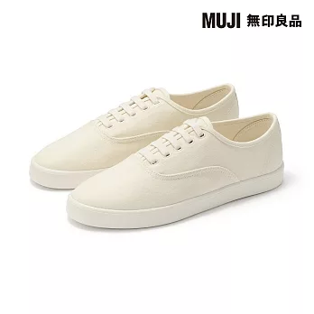 【MUJI 無印良品】撥水加工柔軟鞋墊帆布休閒鞋 22cm 柔白