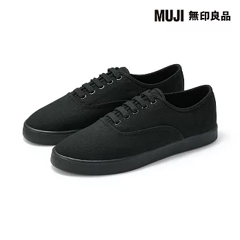 【MUJI 無印良品】撥水加工柔軟鞋墊帆布休閒鞋 22cm 黑色