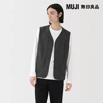 【MUJI 無印良品】男刷毛背心 L 墨灰