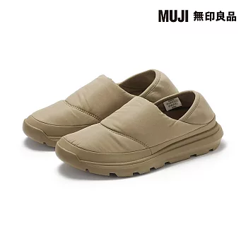 【MUJI 無印良品】撥水加工腳跟可踩鋪棉便鞋 24cm 駝色