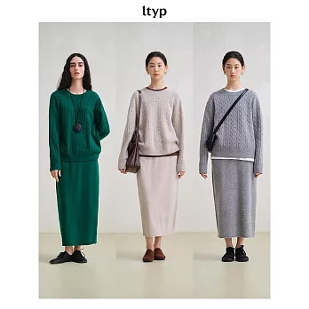 ltyp旅途原品 100%羊毛絞花套頭毛衣 復古文藝針織外套女冬 M L  M 雲煙灰