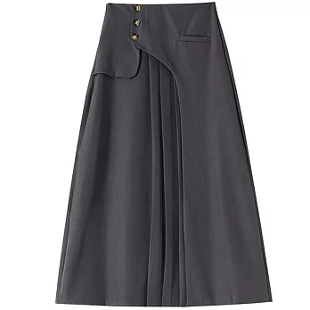 【MsMore】 西裝百褶高腰顯瘦小個子A字長西裝裙# 126806 M 黑色