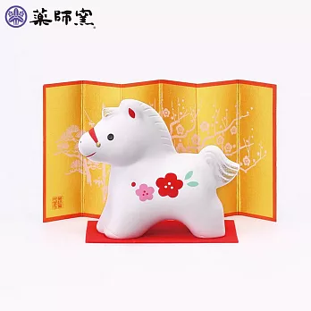 日本藥師窯｜招福干支系列 錦彩招福馬（紅梅）