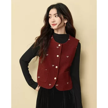 MsMore｜東方美學保暖毛呢繡花背心