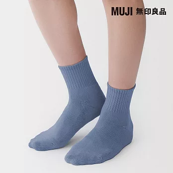 【MUJI 無印良品】男圈絨直角短襪25-27cm 淡藍色