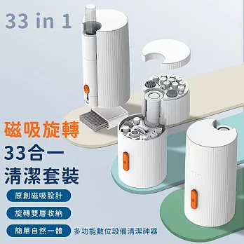 【好拾選物】磁吸旋轉33合一清潔套裝｜多功能數位設備清潔神器