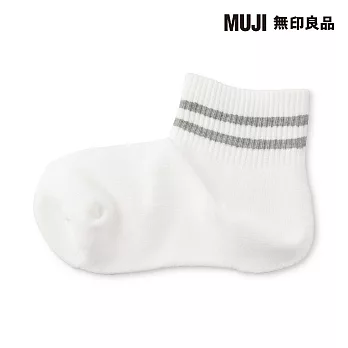 【MUJI 無印良品】女足口柔軟舒適圈絨直角短襪23-25cm 柔白紋樣