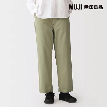 【MUJI 無印良品】女水洗棉舒適錐形褲 S 卡其綠