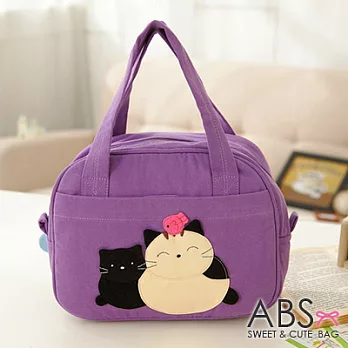 ABS貝斯貓 可愛貓咪手工拼布手提包/提袋 (雅紫) 88-023