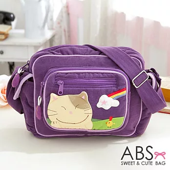 ABS貝斯貓-可愛貓咪拼布肩背包/斜背包 (淡雅紫) 88-167