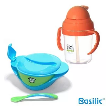 【貝喜力克】乳牛多功能餐碗組+軟管喝水杯