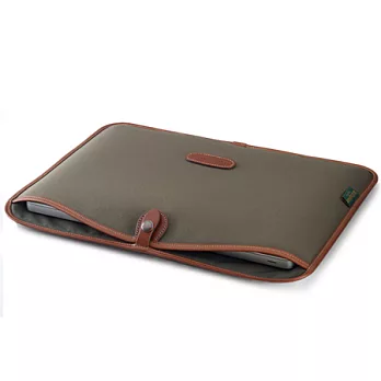 白金漢 Billingham Laptop Slip筆電專用袋/斜紋材質/15吋/ 綠色/褐邊5210348-70