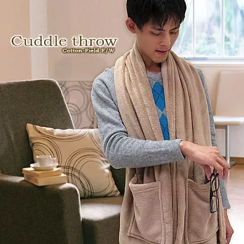 棉花田【樂邁】超細纖維創意保暖圍巾-褐色(46x190cm)