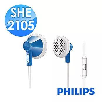 PHILIPS 飛利浦 手機專用 耳塞式耳機 SHE2105BL（天空藍）