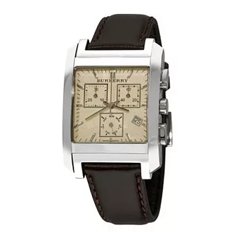 (預購)【BURBERRY】英國倫敦精品-復古休閒三眼皮帶男士手錶 BU1565