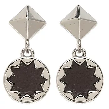 House of Harlow 1960 鉚釘太陽神銀色耳環 深咖啡皮革 Pyramid Sunburst Earrin