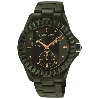 【JILL STUART】Prism系列簡約晶鑽三眼錶款 (黑 JISILDK002)