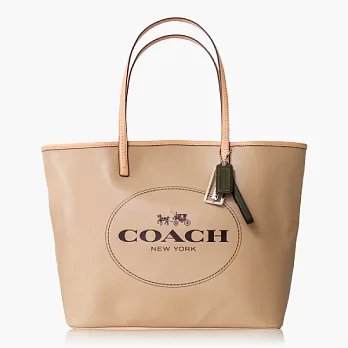 COACH PVC防水材質素面肩背托特包_米色