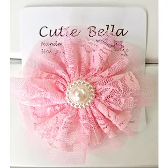 Cutie Bella蕾絲珍珠花朵Lace Pearl Flower髮夾-Pinky