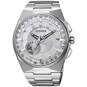 CITIZEN Eco-Drive 衝鋒衛星對時鈦金屬旗艦腕錶-白x銀