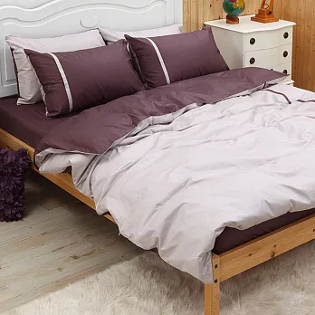 LITA麗塔【舒活系列-米紫】雙人特大四件式純棉薄床包枕套組