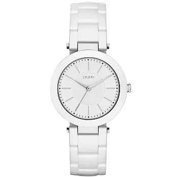 DKNY 曙光派對時尚陶瓷腕錶-白