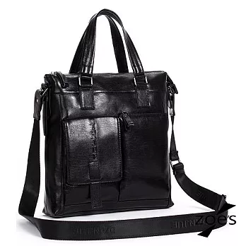 【Zoe&rsquo;s】嚴選頭層牛皮 荔枝紋 雙口袋 兩用隨身包(尊爵黑)