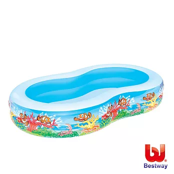 【Party World】Bestway。103x62x18吋海洋曲線造型泳池54118