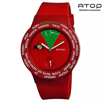 ATOP｜世界時區腕錶－24時區經典系列(紅色)