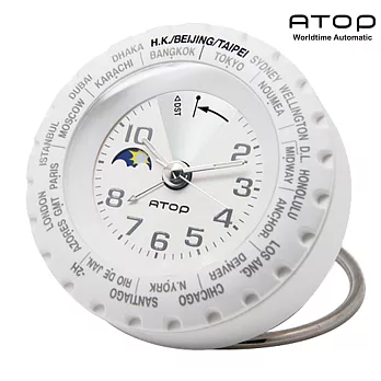 ATOP｜世界時區腕錶－24時區馬卡龍鬧鐘(白銀)