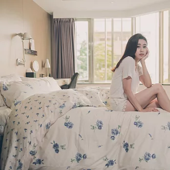 cheri 【恬靜水芙-藍】 台灣製 精梳純棉 單人薄被套床包三件組恬靜水芙-藍