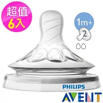 PHILIPS【AVENT新安怡】親乳感防脹氣奶嘴(雙孔)6入