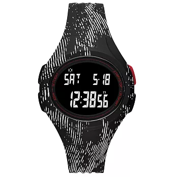 adidas 潮流曲線數位電子腕錶-黑x白印刷紋