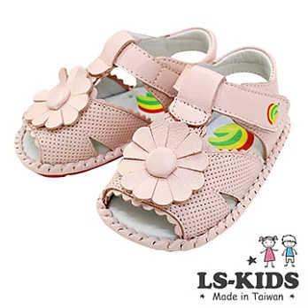 【LS-KIDS】手工精緻學步鞋-可愛花朵系列13.5粉嫩款
