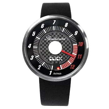 CLICK 飆速儀表個性皮帶錶-銀框黑