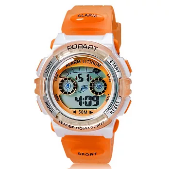 POPART pop-310 多功能冷光電子運動錶橘色果凍