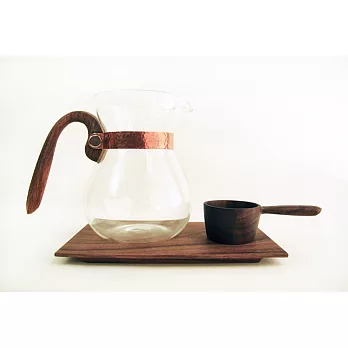 露La Rosée / 木質手感咖啡壺組(1壺1匙1盤)/經典收藏版/胡桃木/木盒裝