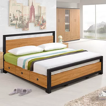 《Homelike》黑森林床架組-雙人5尺(不含床墊)淺柚木色