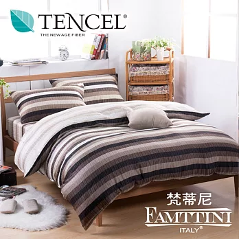 義大利Famttini【都會爵士】特大四件式頂級純正天絲兩用被床包組