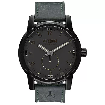 NIXON PATRIOT LEATHER 獨領風騷復古時尚腕錶-黑X綠